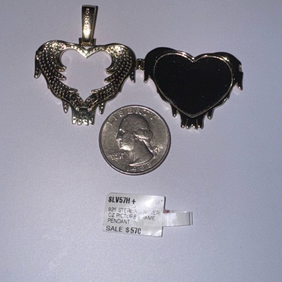 Custom Memorial Picture Charm Pendant, Angel Wing Memory Pendant w/ Swarovski - Picture 1 of 7